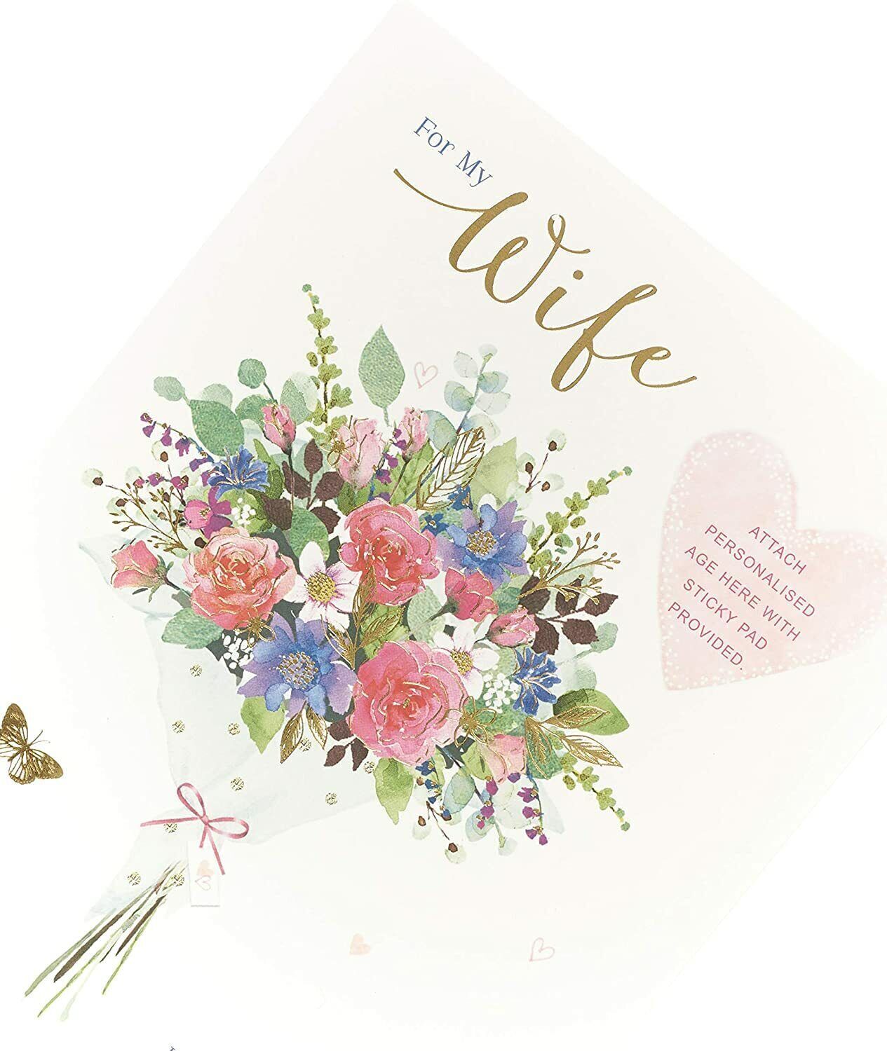 Personalized Wife Milestone Birthday Card from UK Greetings, featuring custom message and festive design for special celebrations.