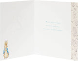 Peter Rabbit birthday greeting card for a special boy, featuring colorful illustrations from UK Greetings.