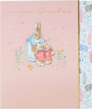 Peter Rabbit Grandma birthday greeting card by UK Greetings featuring a charming illustration of Peter Rabbit for special occasions.