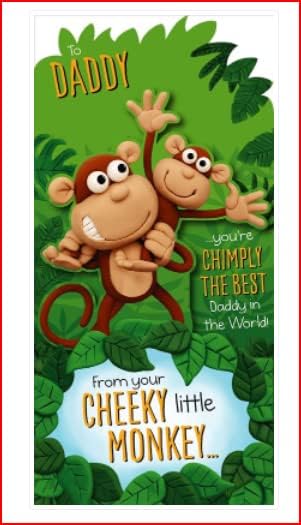 Pop Monkey Daddy Father's Day greeting card featuring playful monkey illustration from UK Greetings.