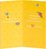 Pretty Flower 12th Birthday Girl greeting card with colorful floral design, suitable for celebrating a girl's 12th birthday.