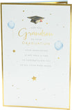 Proud Grandson graduation greeting card from UK Greetings with congratulatory message and festive design.