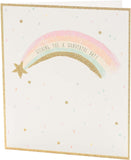Rainbow Kindred Good Luck birthday greeting card by UK Greetings, featuring vibrant rainbow design and heartfelt message inside.