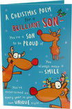 Humorous Reindeer Son Christmas greeting card from UK Greetings featuring festive holiday wishes and a funny reindeer design.