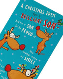 Funny Reindeer Son Christmas Card from UK Greetings featuring humorous holiday message and festive design.