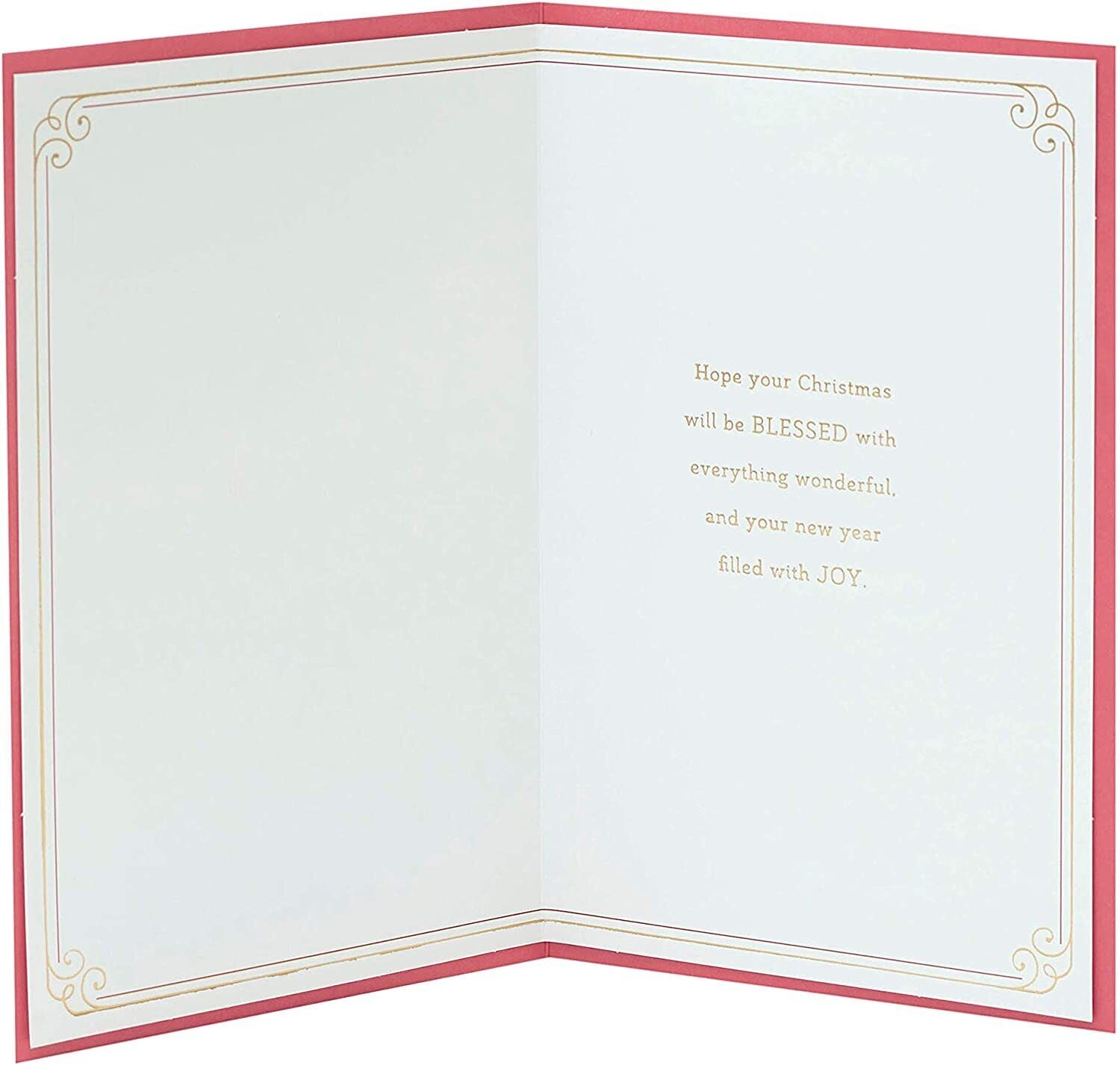 Religious Christmas greeting card with gold foil accents featuring a peaceful holiday design, by UK Greetings.