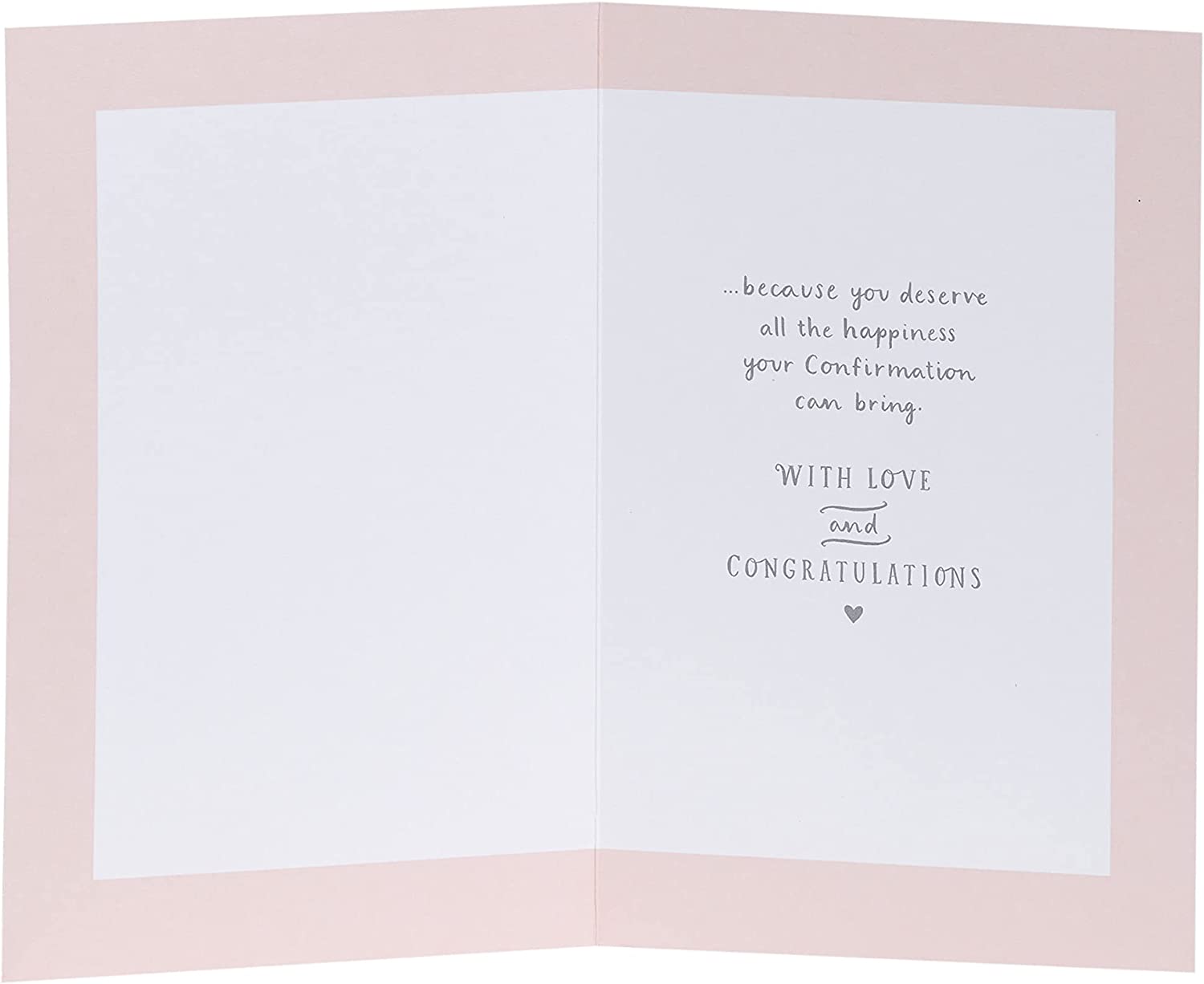 Religious confirmation greeting card for girls with copper foil accents, featuring religious symbols and elegant design.