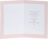 Religious confirmation greeting card for girls with copper foil accents, featuring religious symbols and elegant design.