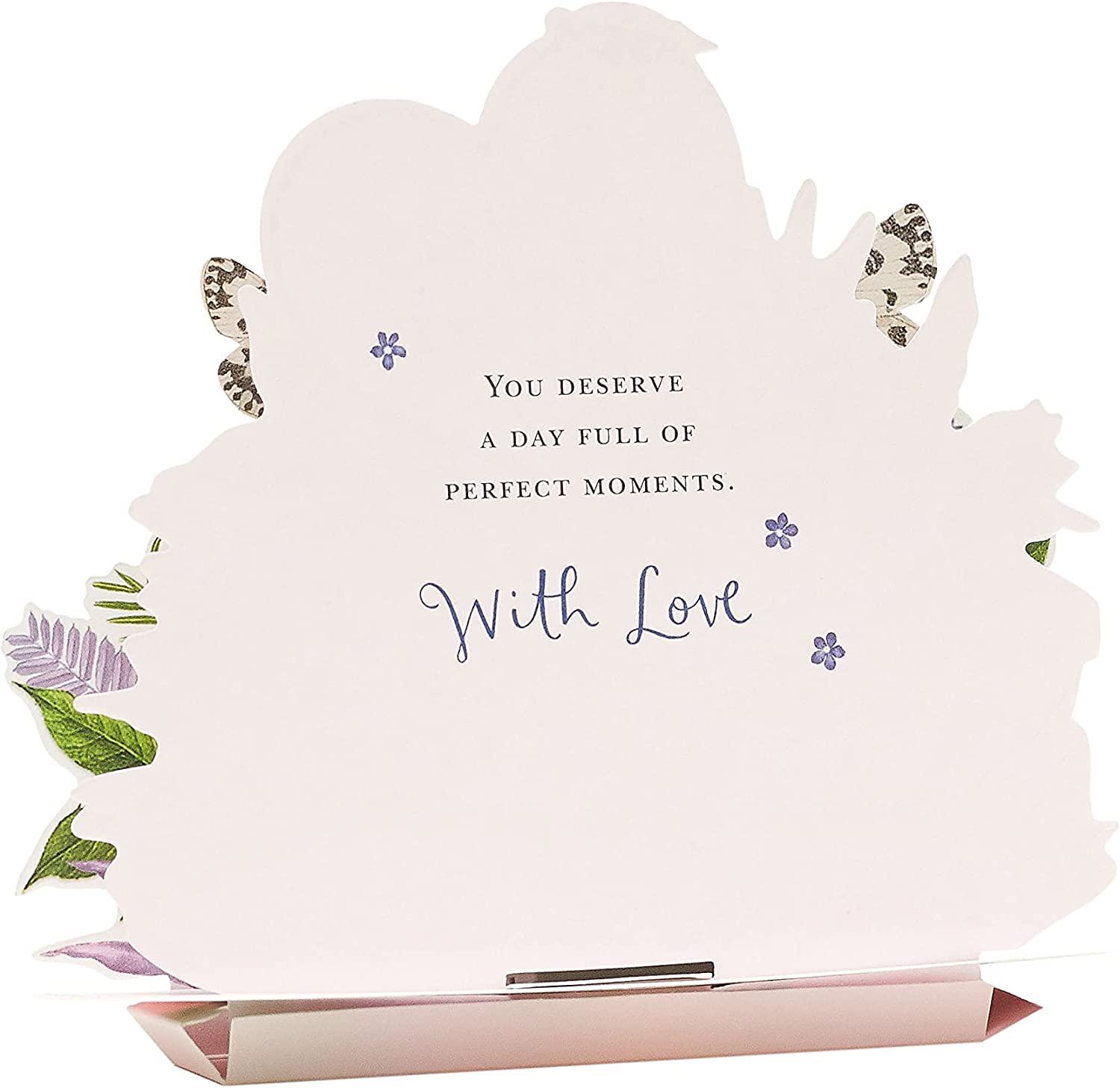 Greeting card featuring floral design, part of RHS 150cm Plant Support Stand collection, with UK Greetings branding.
