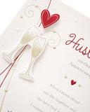 Romantic husband anniversary greeting card from UK Greetings featuring heartfelt message and elegant design.