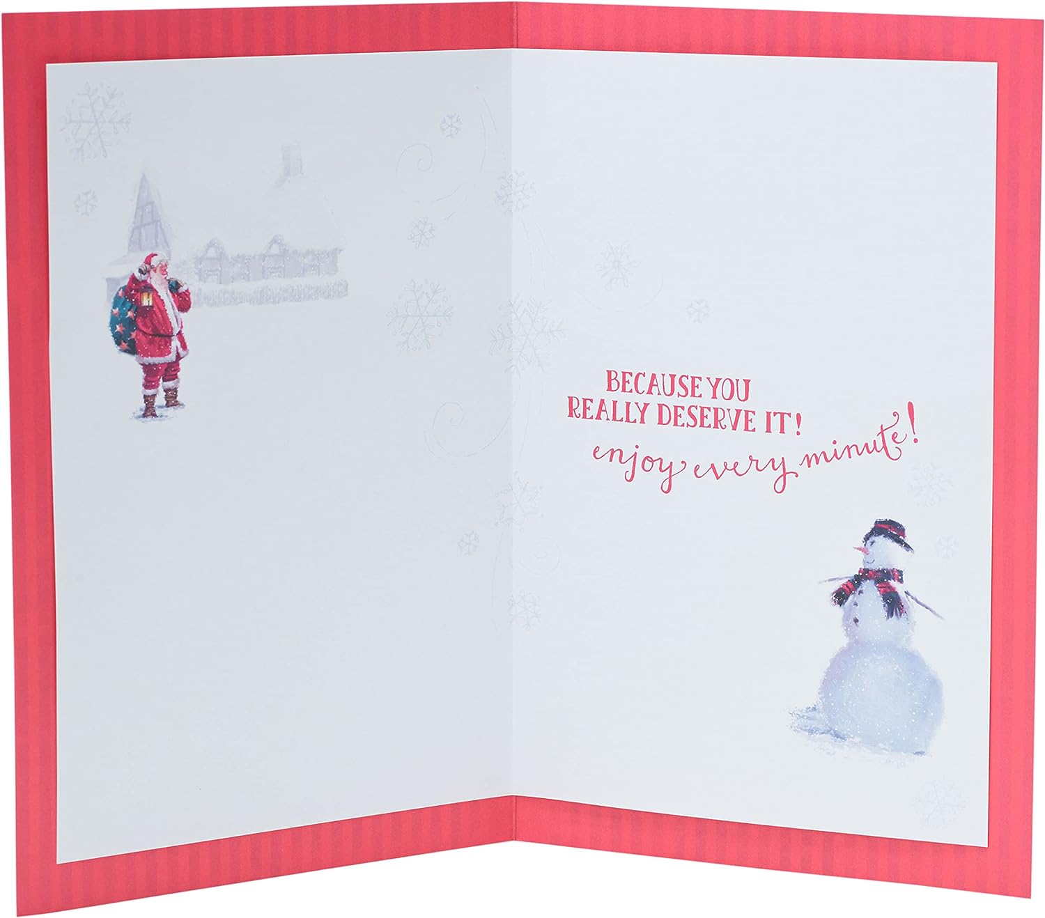 Festive Santa and Snowman Dad Christmas greeting card with red foil and glitter accents from UK Greetings.
