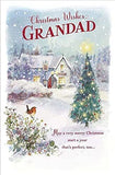 Scenic snowfall Christmas greeting card for grandad by UK Greetings, featuring winter landscape and festive holiday design.