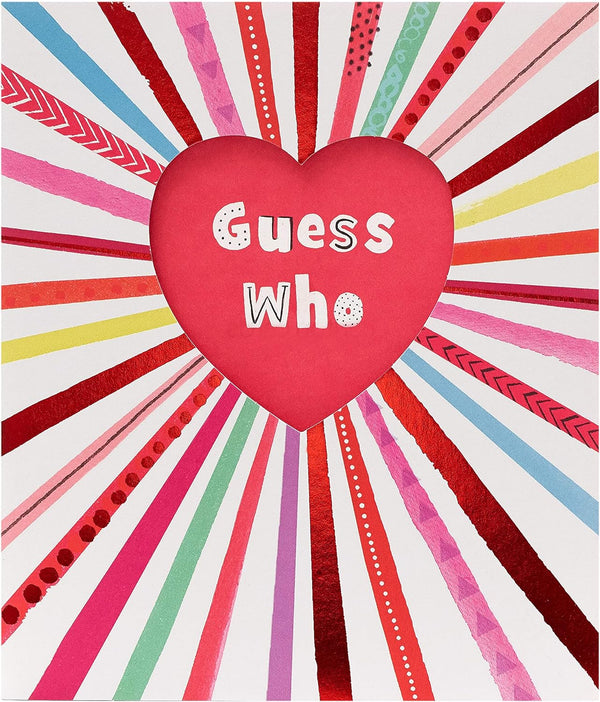 Secret Admirer Guess Who? Valentine's greeting card by UK Greetings featuring playful design and romantic message.