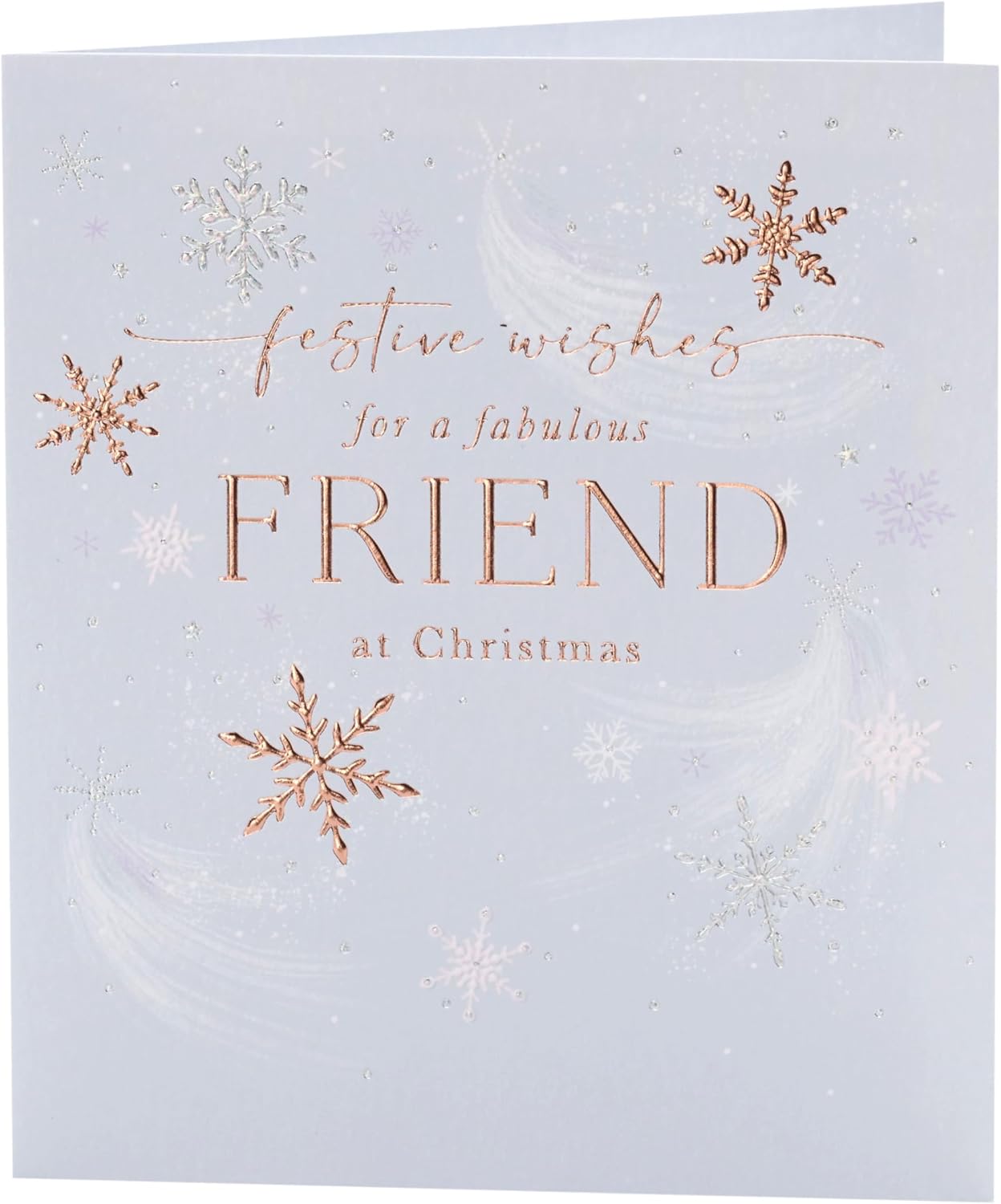 Front of Snowflakes Christmas Card for Friend by UK Greetings, featuring festive snowflake designs on a holiday greeting card.