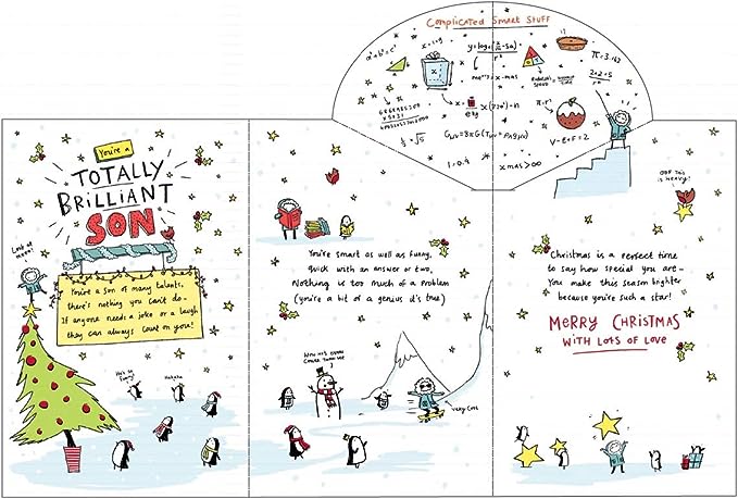 Son Christmas greeting card by UK Greetings featuring a fun pop-up design and heartfelt holiday message.