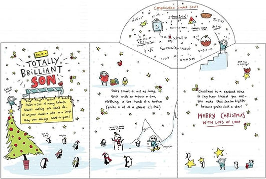 Son Christmas greeting card by UK Greetings featuring a fun pop-up design and heartfelt holiday message.