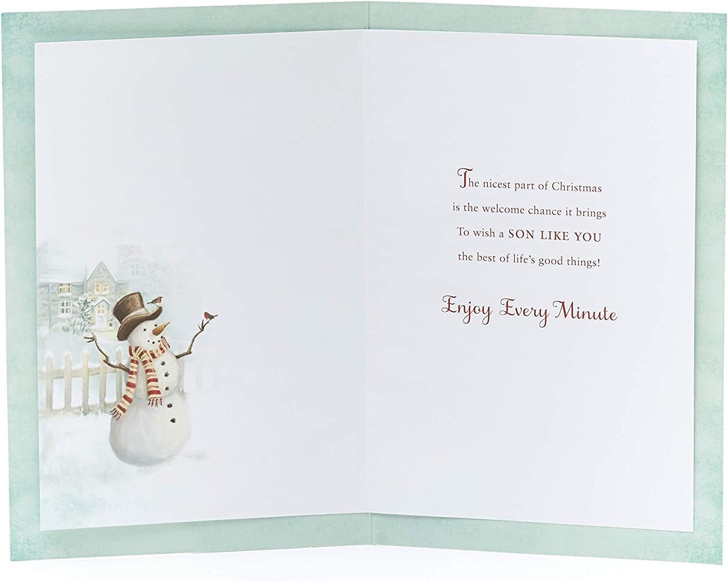 Son Christmas greeting card by UK Greetings featuring traditional festive design and heartfelt holiday message.