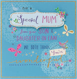 Sparkle Mum Love greeting card from Son & DIL by UK Greetings with a glittery, heartfelt design for Mother's Day or special occasions.