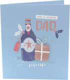 3D holographic Christmas greeting card for dads by UK Greetings with festive holiday design and embossed holiday imagery.