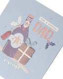 UK Greetings special Dad Christmas greeting card with a unique 3D holographic holiday design featuring festive motifs.