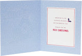 Holographic Christmas greeting card featuring a festive holiday design, by UK Greetings, with 3D hologram effects and seasonal imagery.