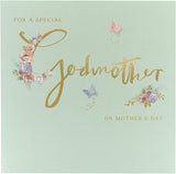 Special Godmother Mother's Day greeting card with floral design from UK Greetings, featuring heartfelt message inside.