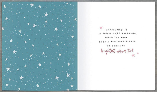 Watercolour wreath Christmas greeting card featuring a special sister message, designed by UK Greetings.