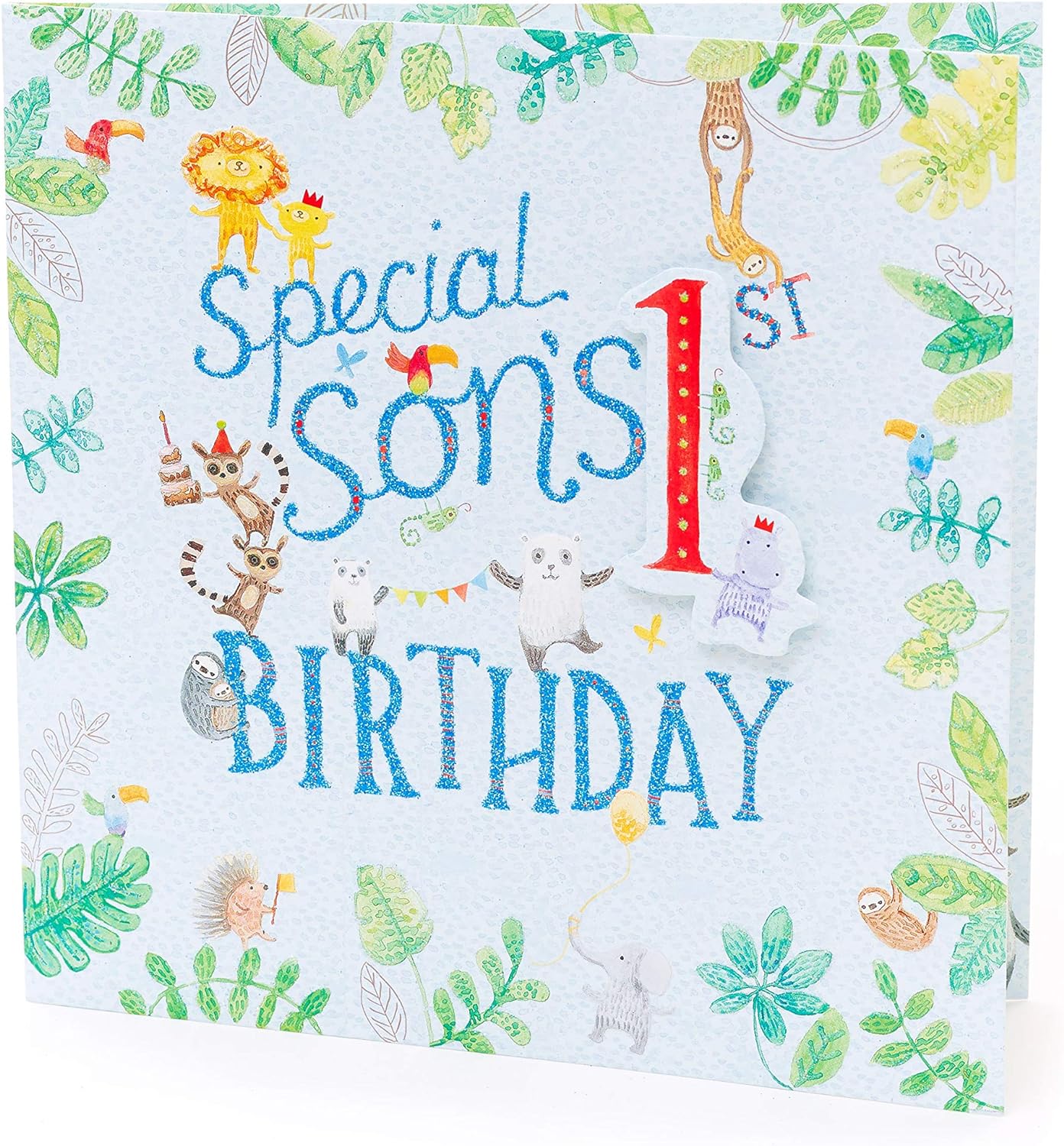 Special Son's 1st Birthday greeting card by UK Greetings with colorful, festive design and heartfelt message for a young child's celebration.