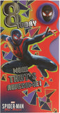 Marvel Spider-Man birthday greeting card for boys, featuring Spider-Man illustration on an 8th birthday themed greeting card.
