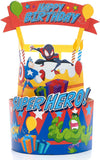 Spiderman 3D cake pop-up birthday greeting card by UK Greetings featuring a colorful Spiderman design and festive birthday elements.