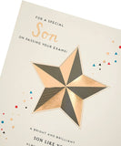 Star Gold Foil Son Exam Pass Congrats Greeting Card by UK Greetings featuring a celebratory design with gold foil accents.