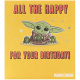 Holographic foil Star Wars Mandalorian Grogu birthday greeting card with space-themed design from UK Greetings.