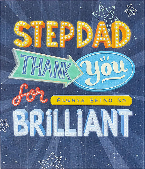 UK Greetings Stepdad Father's Day greeting card with heartfelt message and colorful design, suitable for celebrating stepdads.