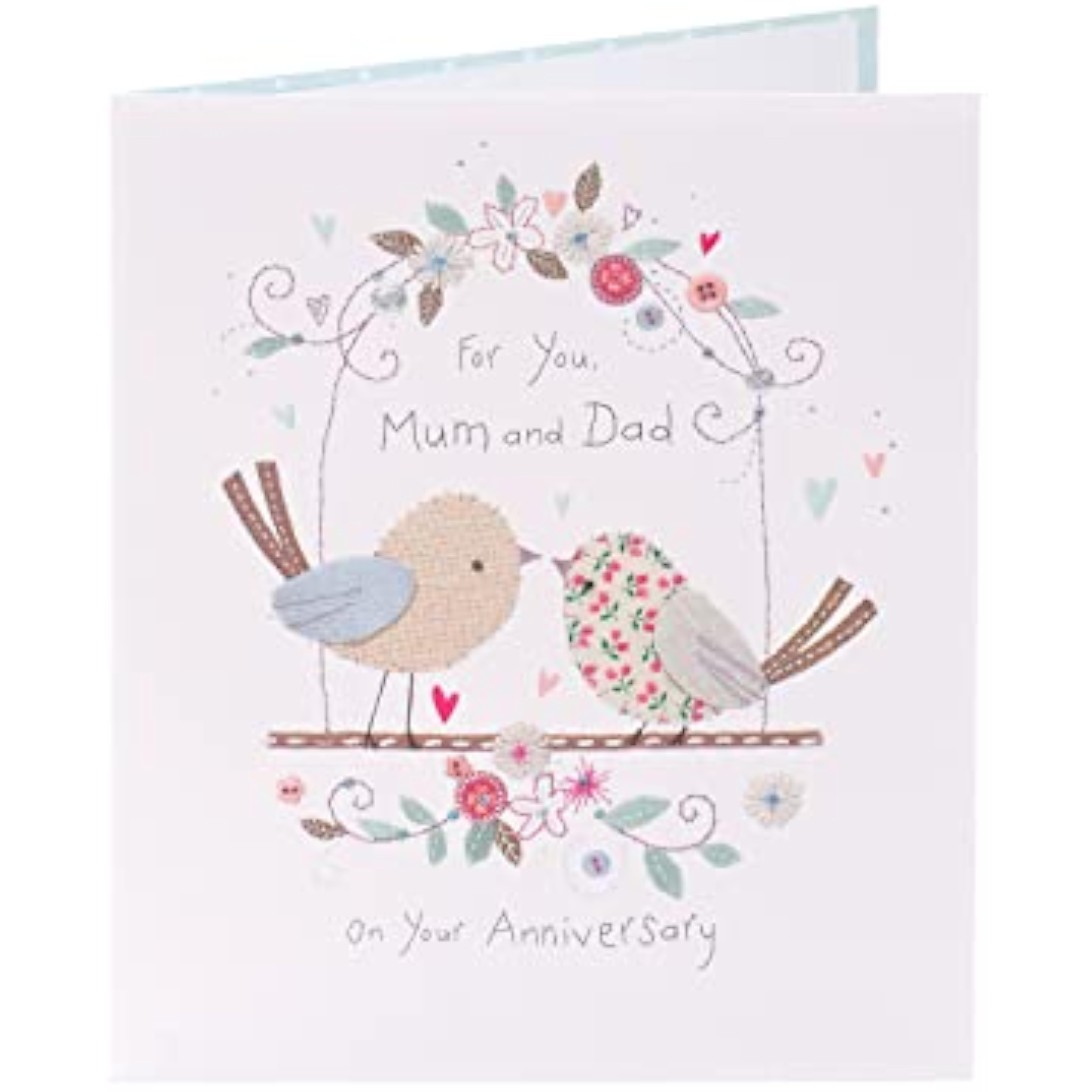 Elegant Mum and Dad anniversary greeting card by UK Greetings featuring heartfelt design for celebrating love and special occasions.
