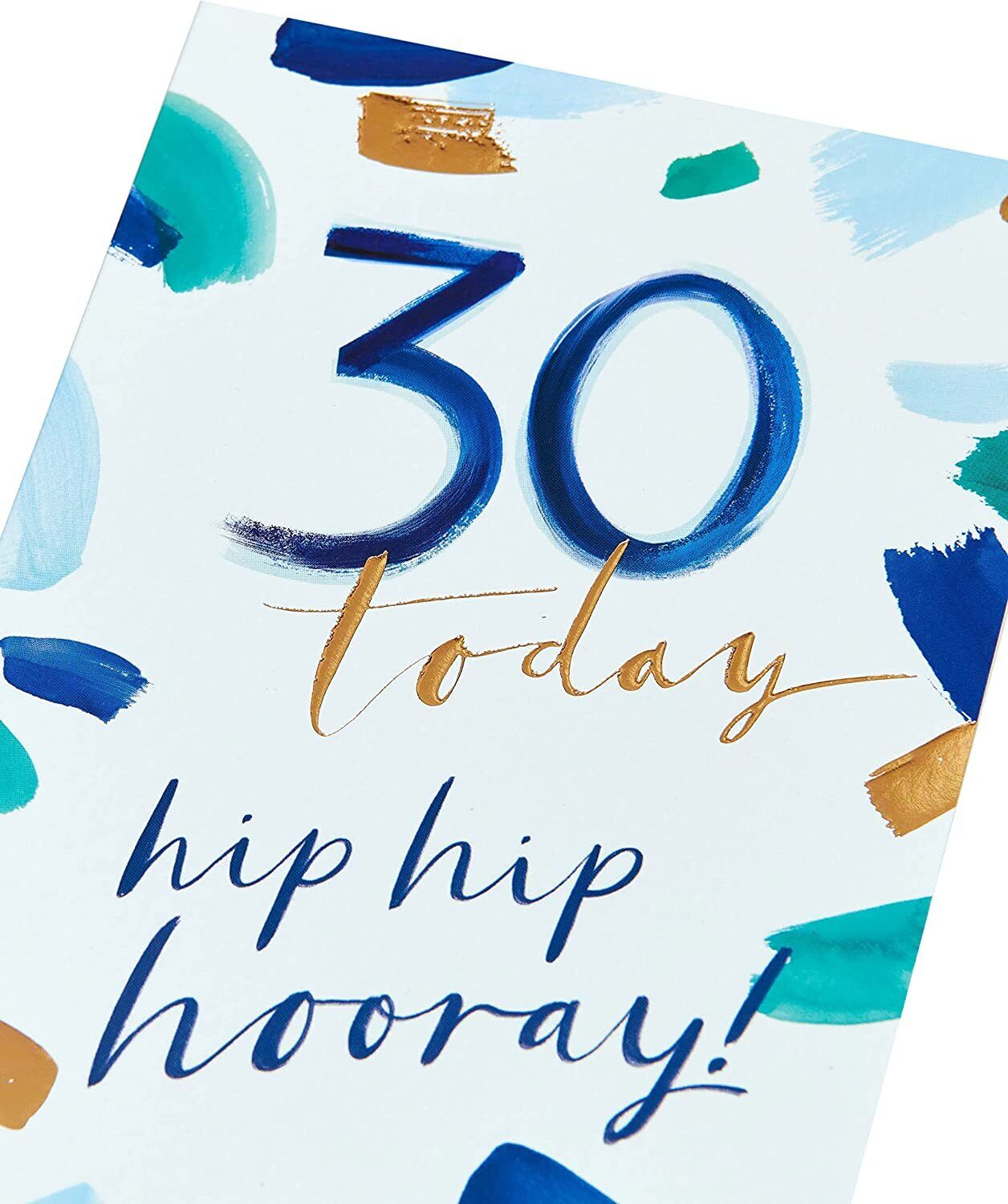 Stylish 30th Milestone Birthday Cheers greeting card by UK Greetings with festive design and celebratory message.