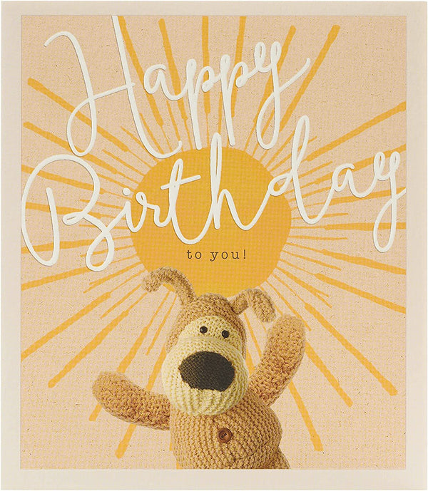 Sunshine Boofle birthday greeting card from UK Greetings, featuring colorful cartoon character and cheerful design.