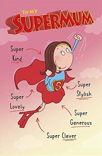 Super Mum birthday greeting card by UK Greetings with colorful, cheerful design and heartfelt message for special occasions