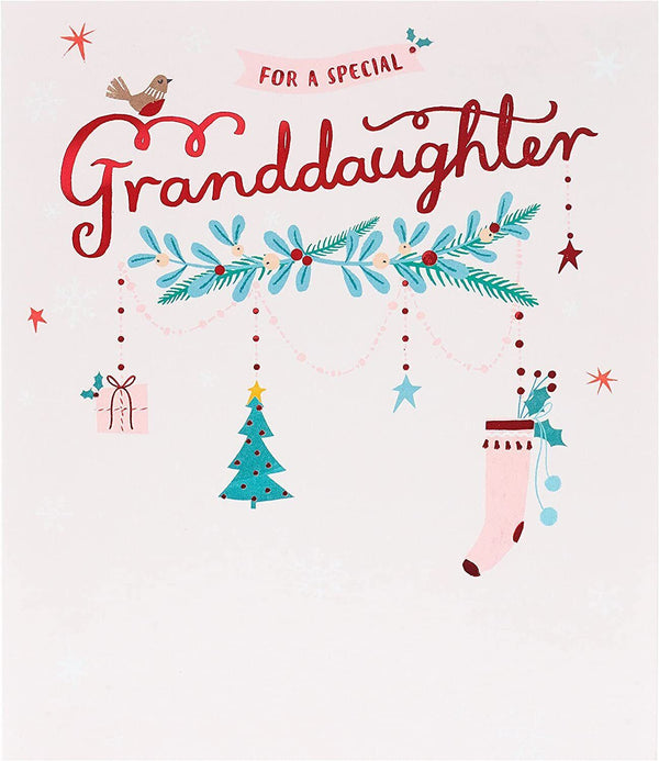 Sweet Christmas Wishes greeting card for granddaughter by UK Greetings featuring festive holiday design and heartfelt message.