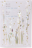 Gold foil sympathy greeting card titled "Caring Thoughts" by UK Greetings, featuring comforting design and heartfelt message.