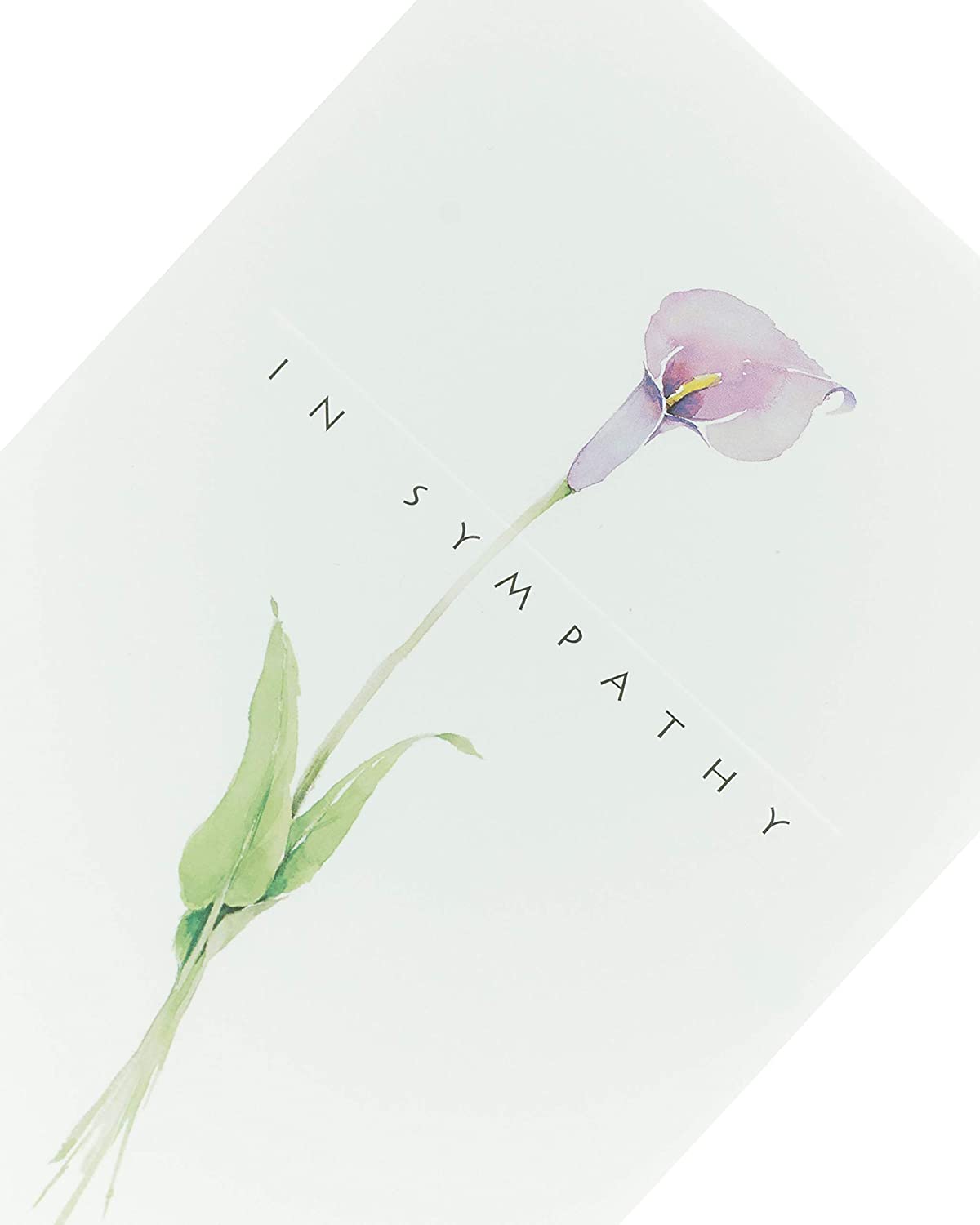 Watercolor floral sympathy greeting card by UK Greetings, featuring delicate flower artwork on the front.