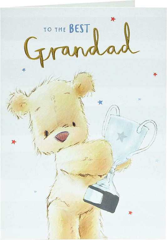 Father's Day greeting card for Grandad featuring a teddy bear and trophy design from UK Greetings.