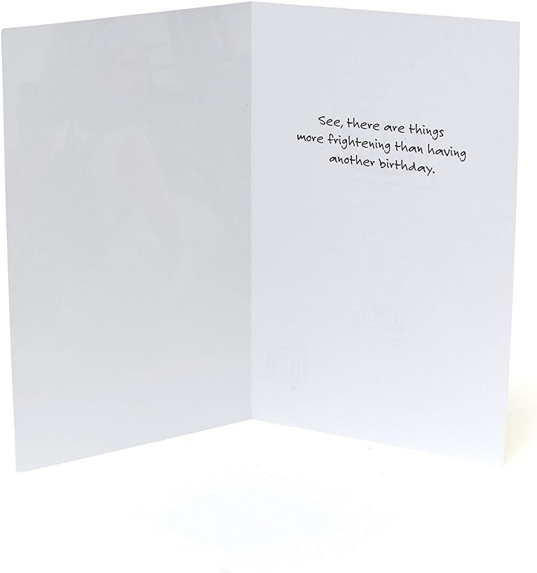 Funny birthday greeting card from UK Greetings featuring scary humor and spooky illustrations perfect for humorous celebrations