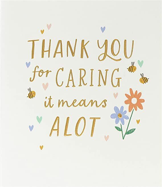 Thank You Caring Gold Greeting Card by UK Greetings featuring elegant design and heartfelt message for expressing gratitude.