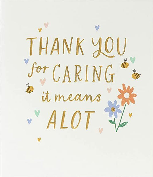 Thank You Caring Gold Greeting Card by UK Greetings featuring elegant design and heartfelt message for expressing gratitude.