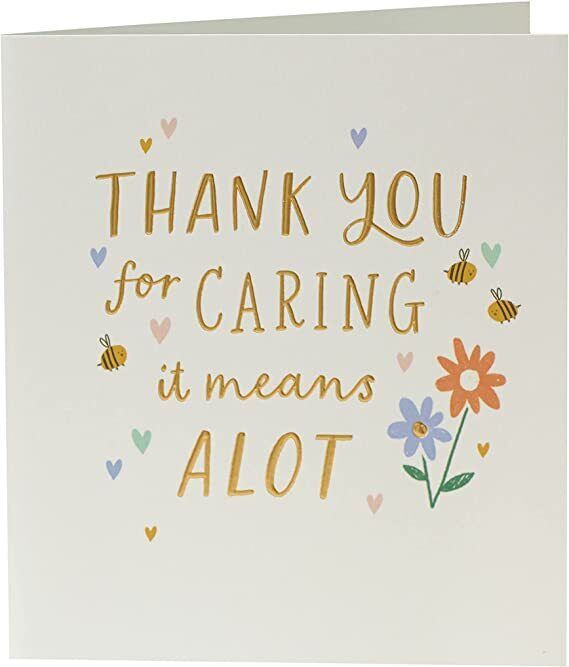 Gold "Thank You" Caring greeting card by UK Greetings featuring elegant design and heartfelt message.