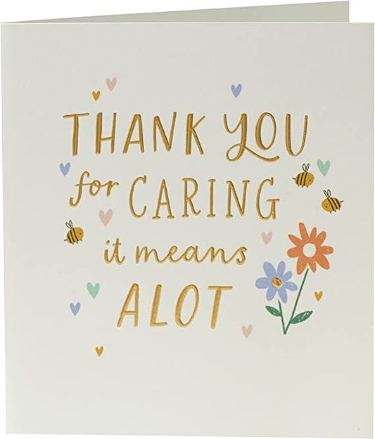 Gold "Thank You" Caring greeting card by UK Greetings featuring elegant design and heartfelt message.
