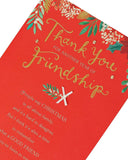 Thank You Friend Christmas Card with festive holiday design, UK Greetings greeting card for expressing appreciation during Christmas season