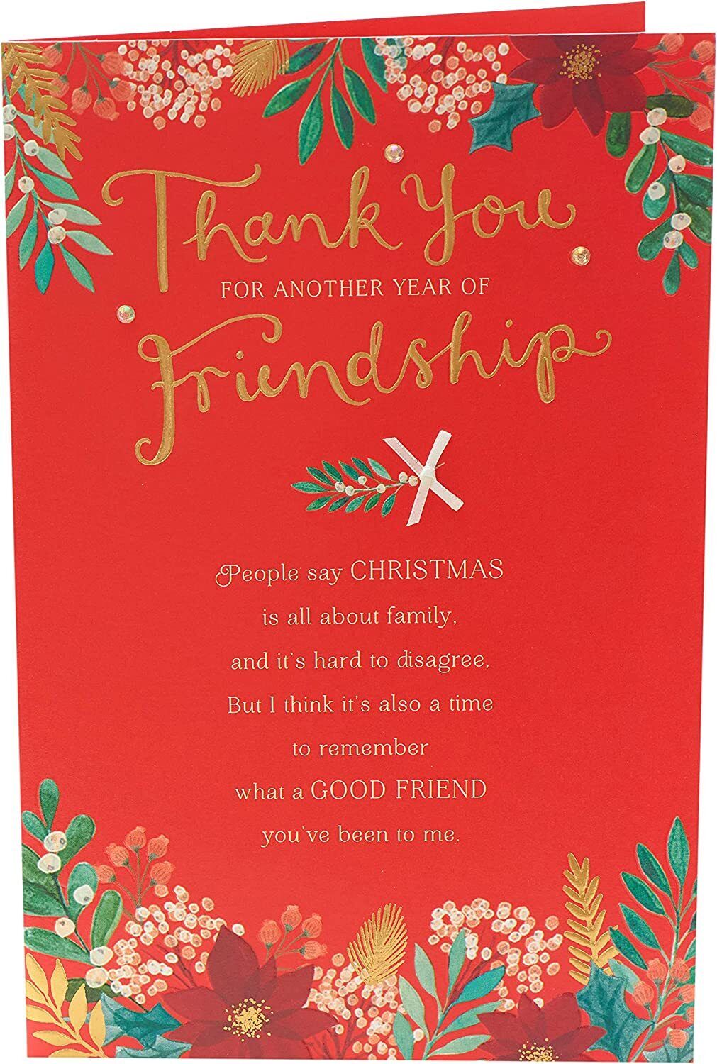 Thank You Friend Christmas Card with holiday appreciation design, featuring festive graphics from UK Greetings.