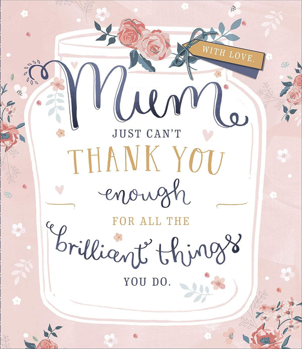 Thank You Mum Mothers Day greeting card by UK Greetings with floral design and heartfelt message inside.