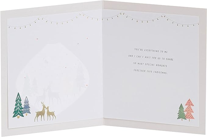 Gold foil bauble Christmas greeting card from UK Greetings with heartfelt message and festive holiday design.
